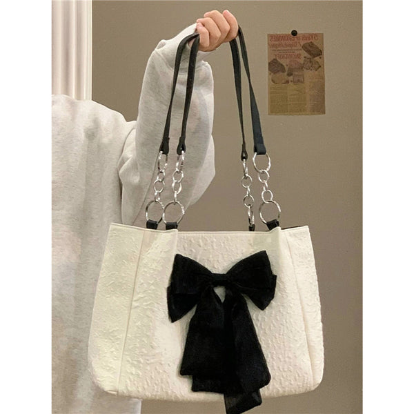 Bow Tote Large Capacity | Canvas Shoulder Bag