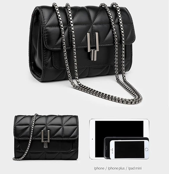 Crossbody Bags for Women Black PU Leather Shoulder Bag