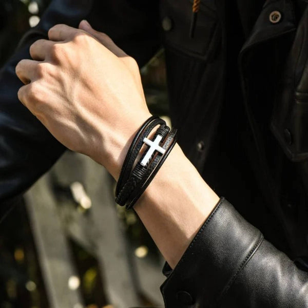 Mens Stainless Steel Cross Fashion Bracelet