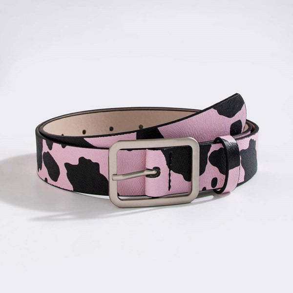 Black And White Cows Pattern Belt