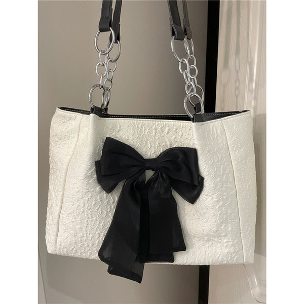 Bow Tote Large Capacity | Canvas Shoulder Bag