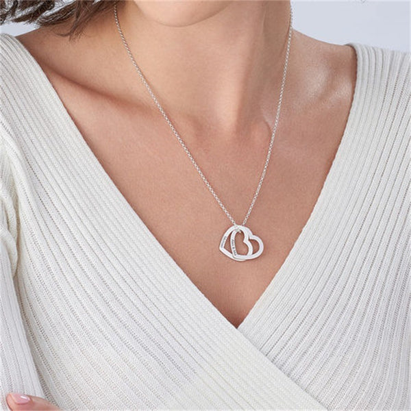 Personalized Love Heart Pendant Necklace Women Customized Name Engraving Necklace