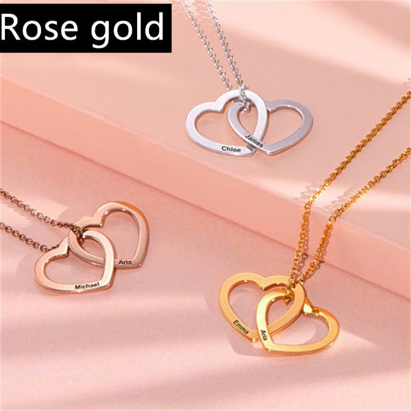Personalized Love Heart Pendant Necklace Women Customized Name Engraving Necklace