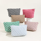 Large Wool Chessboard Cosmetic Bag | Knitted Washable Bag
