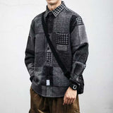 Men's Loose Versatile Contrast Color Coat Plaid Shirt