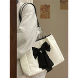 Bow Tote Large Capacity | Canvas Shoulder Bag