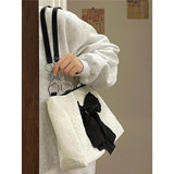 Bow Tote Large Capacity | Canvas Shoulder Bag
