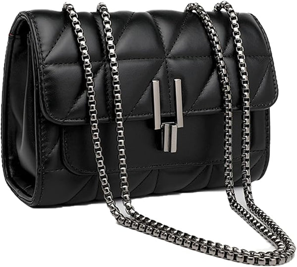 Crossbody Bags for Women Black PU Leather Shoulder Bag