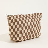 Large Wool Chessboard Cosmetic Bag | Knitted Washable Bag