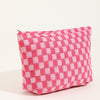 Large Wool Chessboard Cosmetic Bag | Knitted Washable Bag