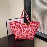 Leopard Print Large Capacity | Nylon Canvas Tote Dot Bag