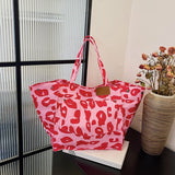 Leopard Print Large Capacity | Nylon Canvas Tote Dot Bag