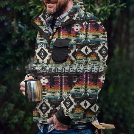 Men's Loose Fitting Solid Standing Collar Fashionable Jacket