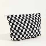 Large Wool Chessboard Cosmetic Bag | Knitted Washable Bag