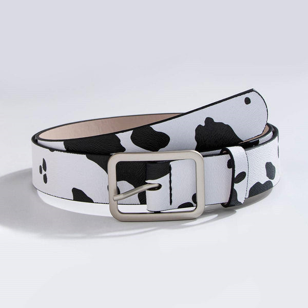 Black And White Cows Pattern Belt