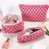 Large Wool Chessboard Cosmetic Bag | Knitted Washable Bag
