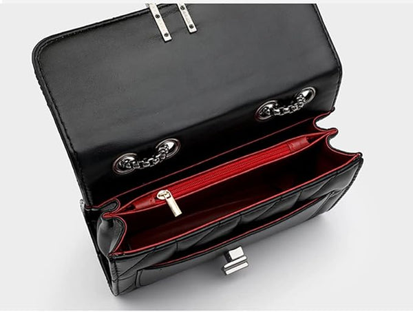 Crossbody Bags for Women Black PU Leather Shoulder Bag