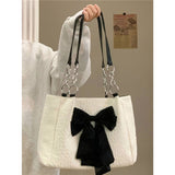 Bow Tote Large Capacity | Canvas Shoulder Bag