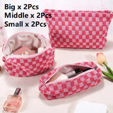 Large Wool Chessboard Cosmetic Bag | Knitted Washable Bag