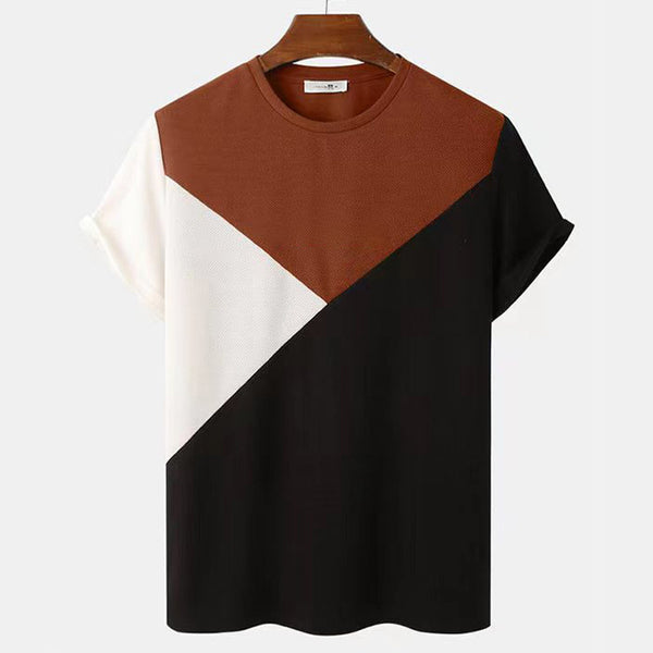 Striped 3D Printed | Short Sleeve | Knitted Mesh Top